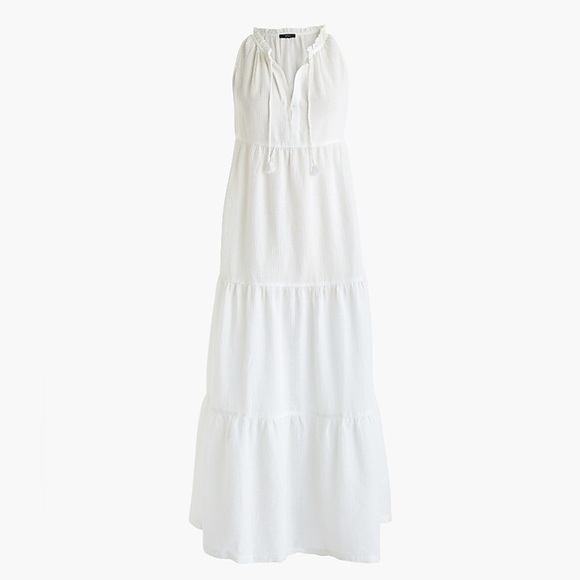 J. Crew Tiered maxi beach dress in crinkle cotton - Picture 1 of 4
